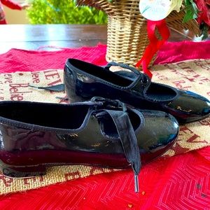 Gently worn black tap shoes
